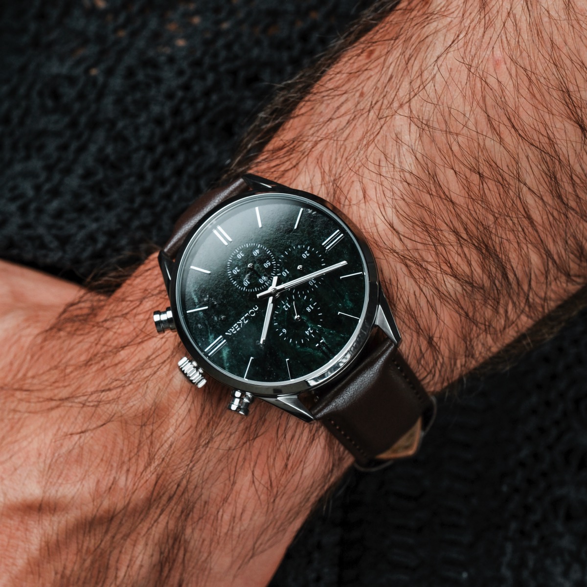 【新品箱タグ付き】STONE  TUMBLED LEATHER Gifted (Green marble/Dark brown) | Holzkern
