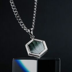 Axis Necklace (Green marble/Silver) | Holzkern
